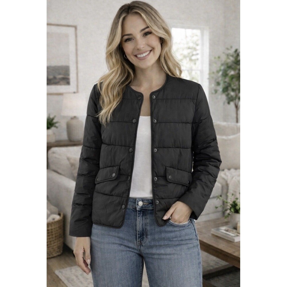 TSD12 Black Pocket Puffer Coat Jacket Women’s Size 1 US Small NWT
